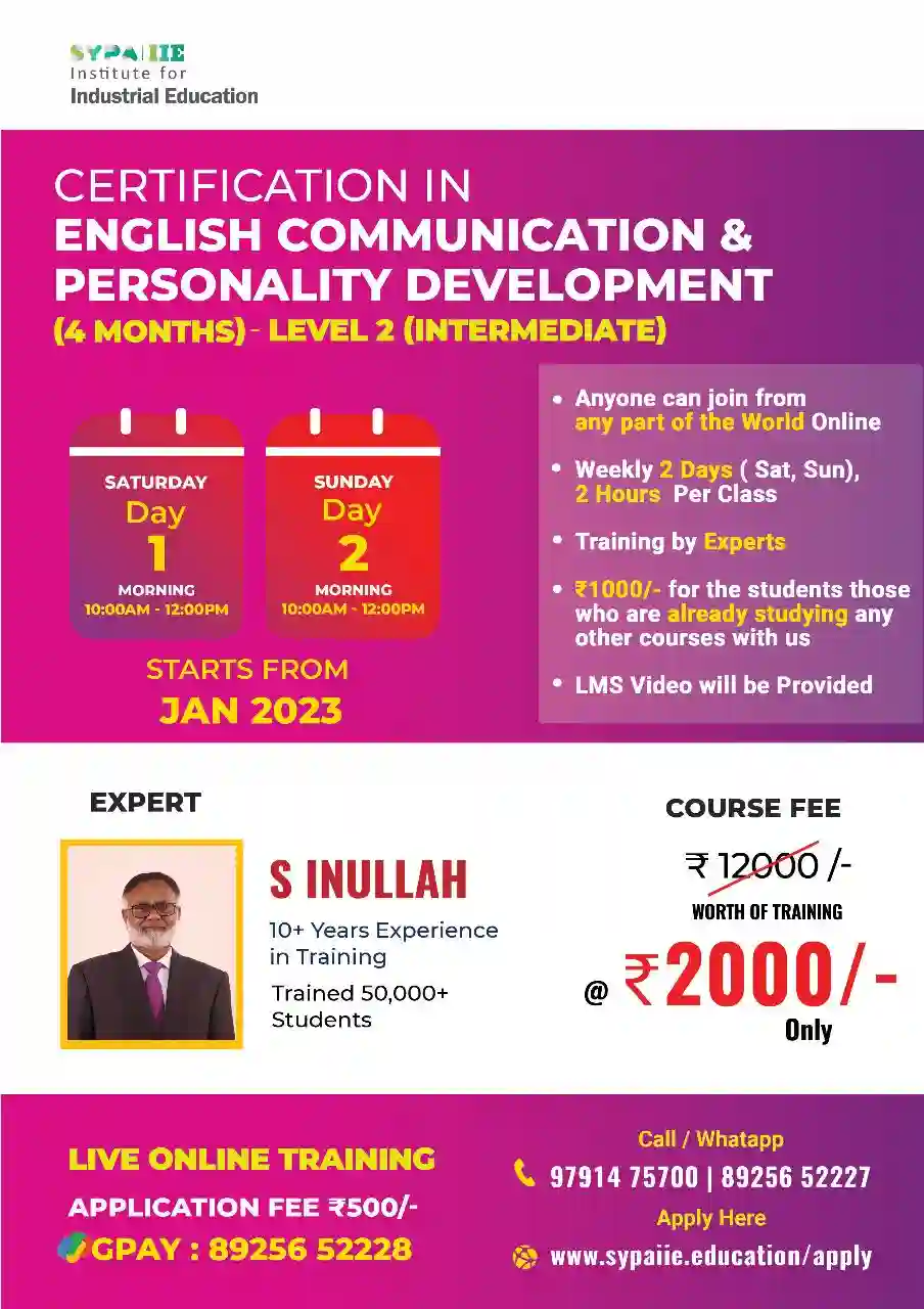 Certificate in English Communication & Personality Development - Level-2